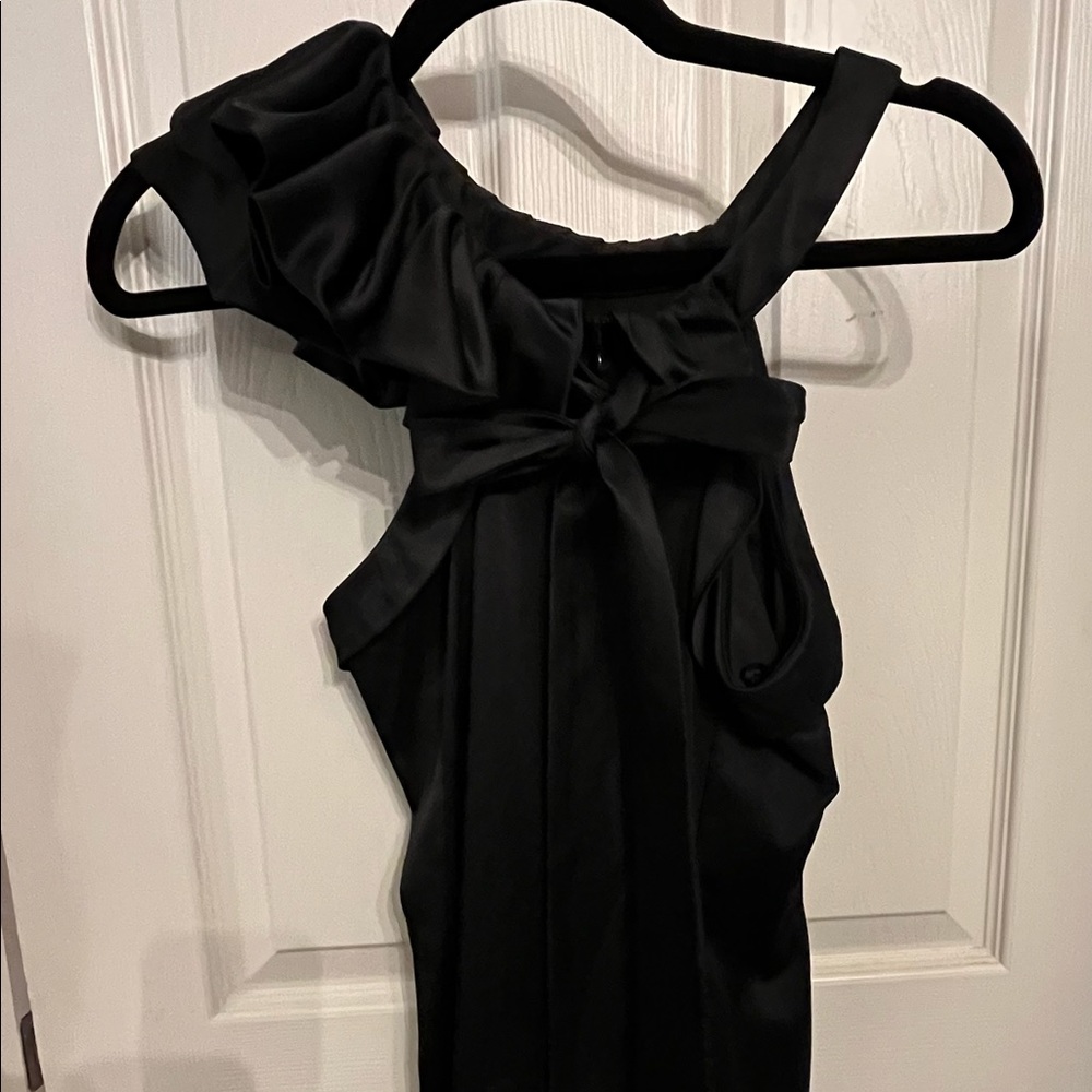 Satin black fitted dress